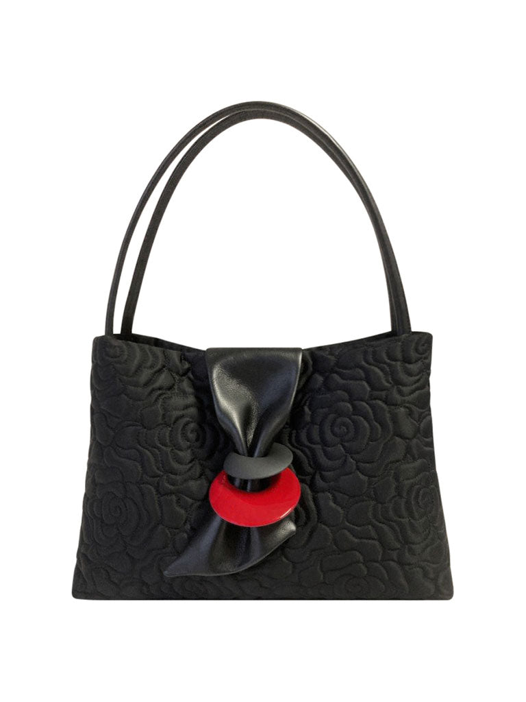 Ribbons and Roses Leather Handbag Designer Bag by RS Designs